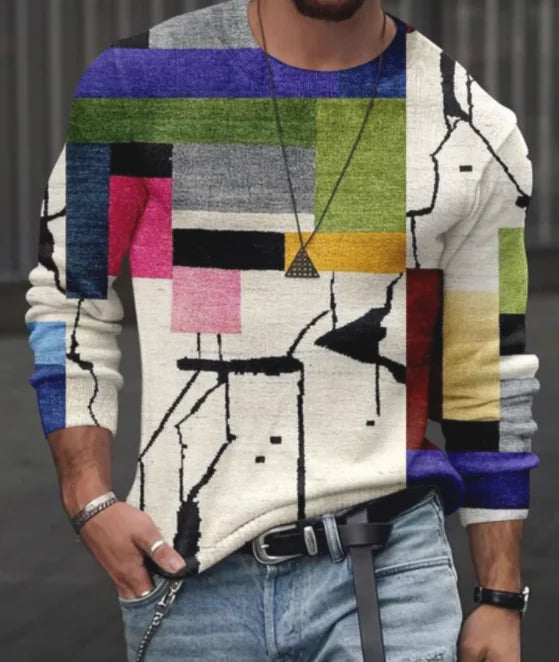 Men's Casual Long Sleeve Animal Print Shirt