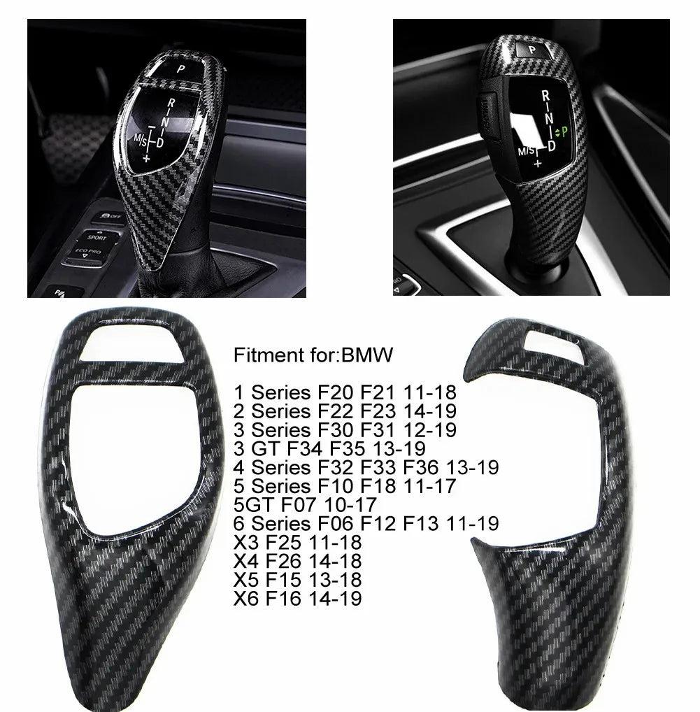 Car Carbon Fiber Texture Gear Shift Panel Frame Gear Knob Cover Head Trim for BMW F30 F10 F15 F07 F20 F21 F22 F32 F34 F35 5GT