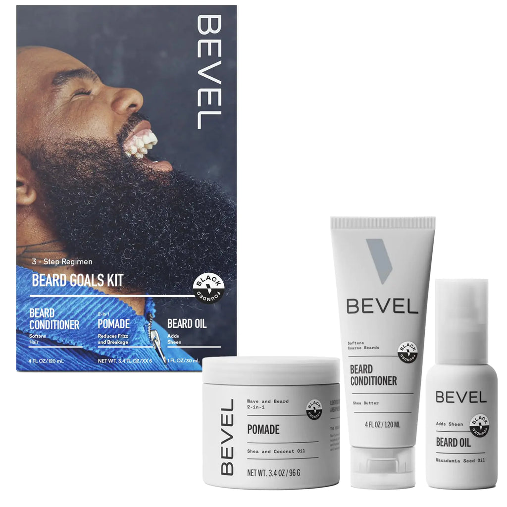 Bevel Mens Beard Grooming Kit - Includes Beard Conditioner Beard Balm and Beard Oil to Soften Hydrate and Strengthen Beard and Reduce Skin Irritation and Redness (Packaging May Vary)