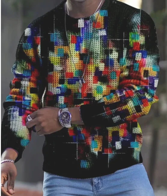 Men's Casual Long Sleeve Animal Print Shirt