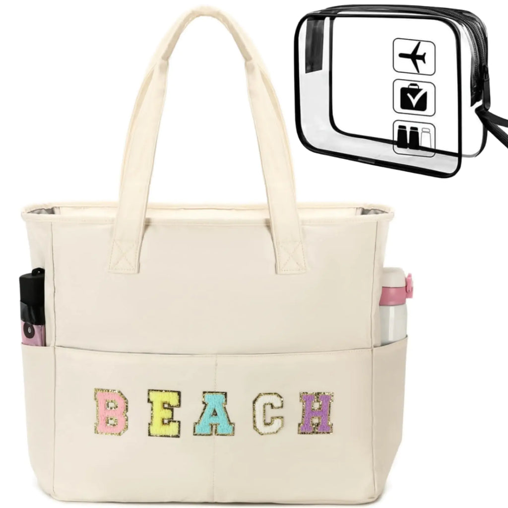 Beach Pool Bags Tote for Women Ladies Large Gym Tote Carry On Bag With Wet Compartment for Weekender Travel Waterproof